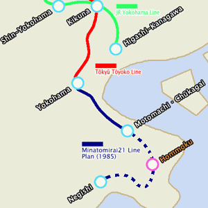 The plan of the Minatomirai21 line.